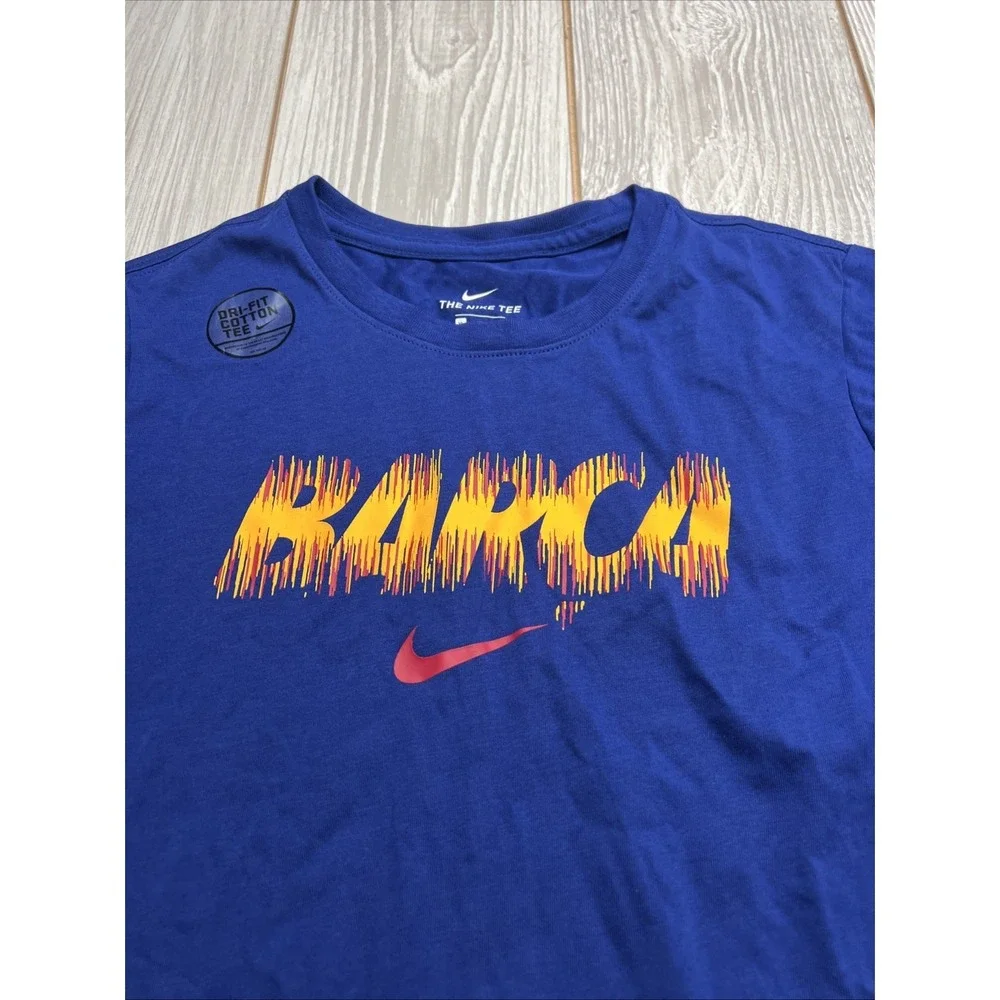 New Nike Youth FC Barcelona Soccer Short Sleeve Shirt Size Kids XL‎